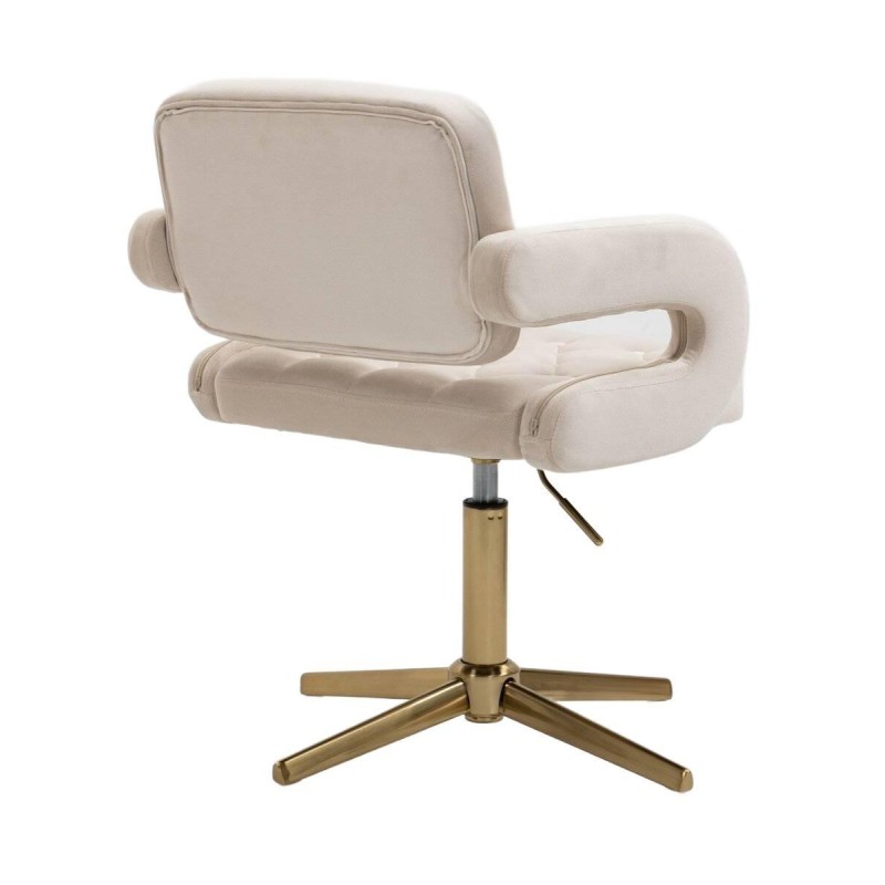 Kremowe welurowe krzesło złota podstawa