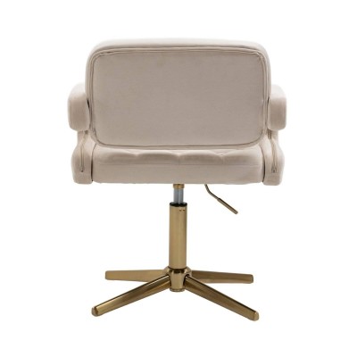 Cream velour cosmetic chair gold-base