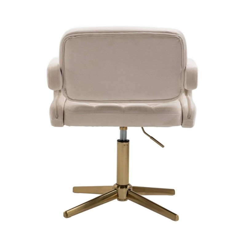 Cream velour cosmetic chair gold-base