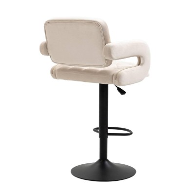 Cream velour stool black base
