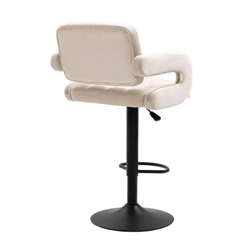 Cream velour stool black base