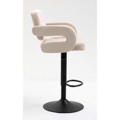 Cream velvet stool black base