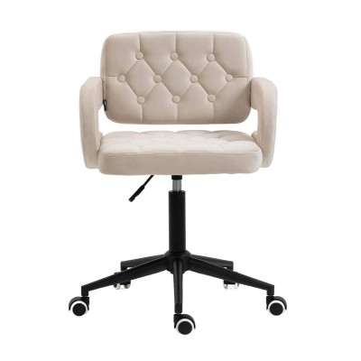 Hoker SURF K Kremowy Welur Czarna Podstawa -Krzesła- 