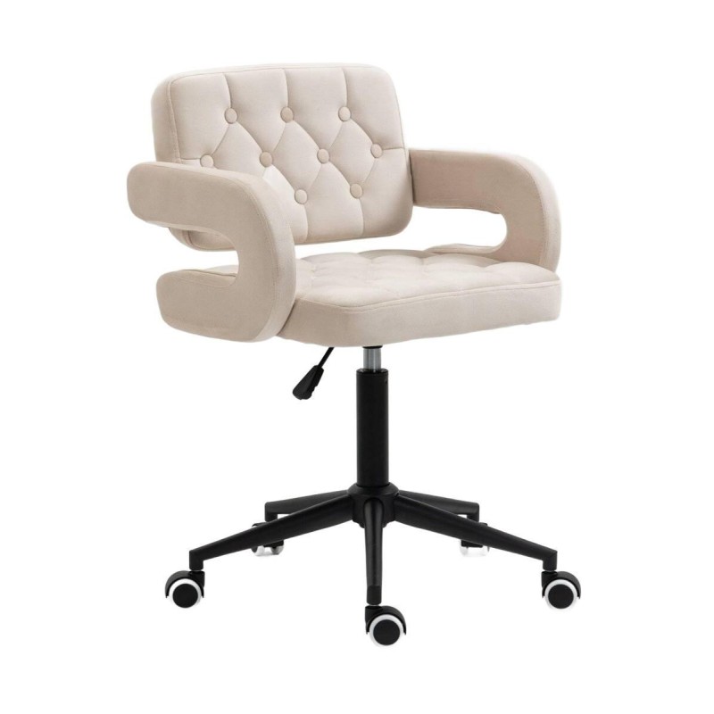 Hoker SURF K Kremowy Welur Czarna Podstawa -Krzesła- 