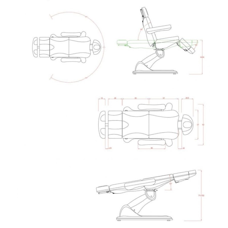 Fotel kosmetyczny  Elektryczny LUMI 4 silniki obrtowy -Fotele kosmetyczne elektryczne- 