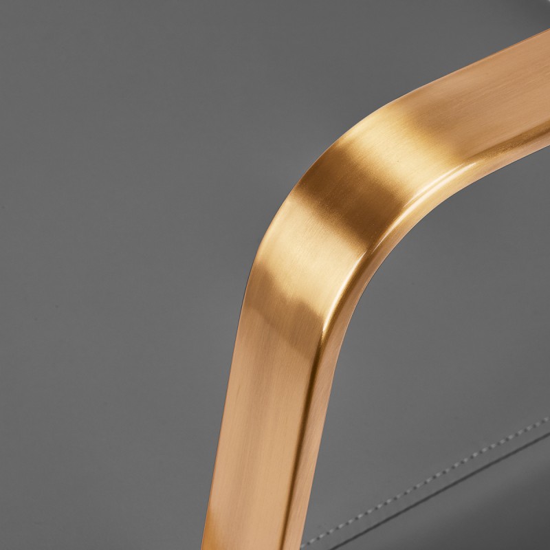 Gray salon chair gold accents