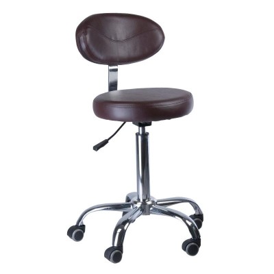 Brown cosmetic stool with backrest