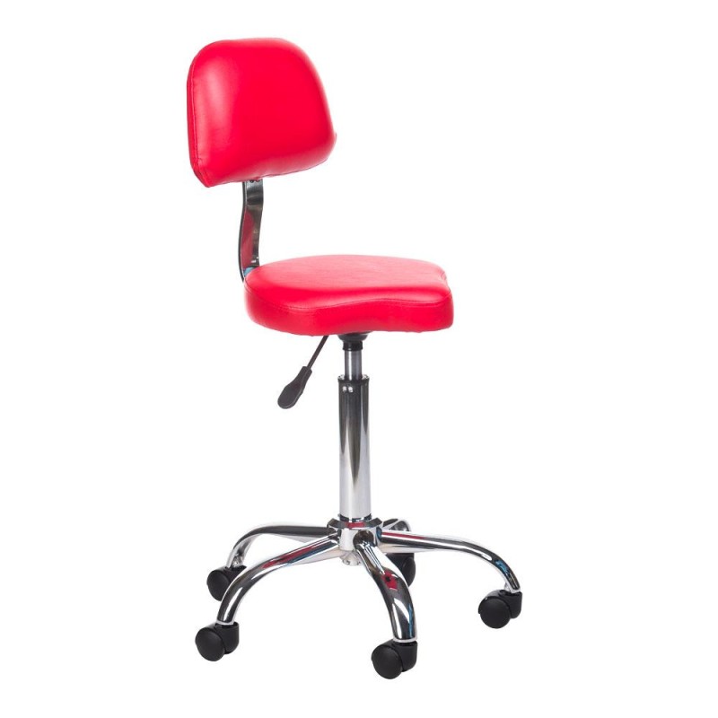 Red cosmetic stool with backrest