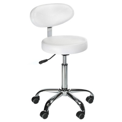 White cosmetic stool with backrest