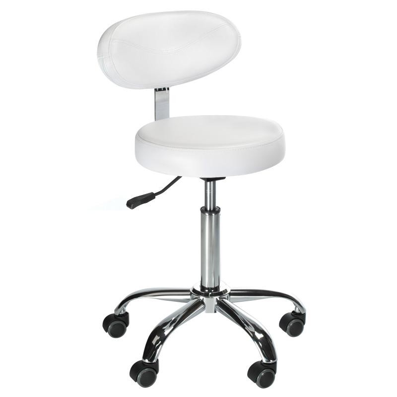 White cosmetic stool with backrest