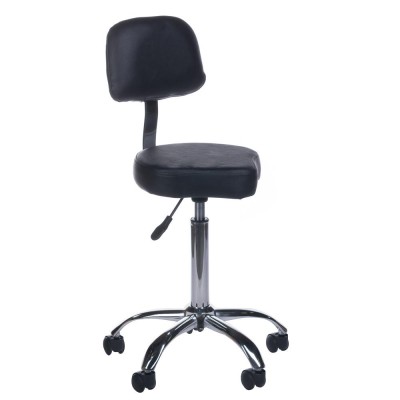 Black cosmetic stool with backrest