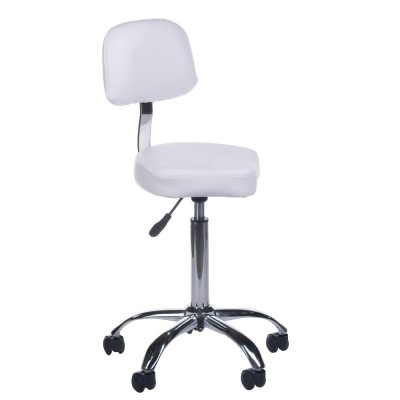 White cosmetic stool with backrest