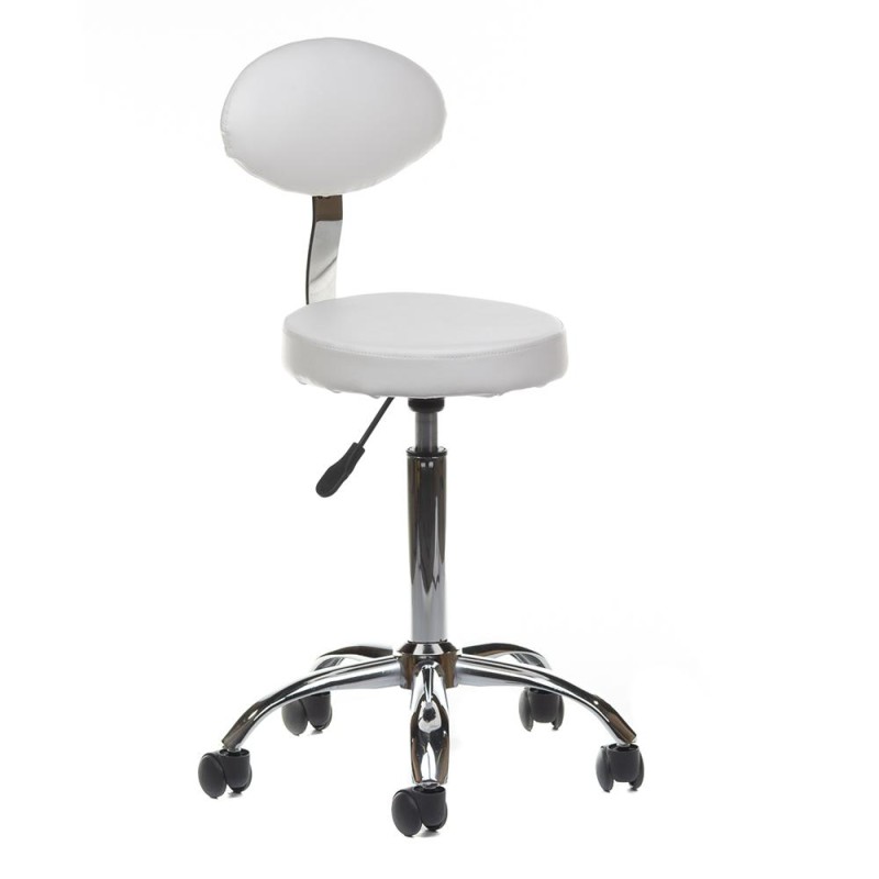 White cosmetic stool with backrest