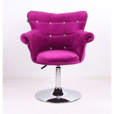 Fuchsia velour chair silver base