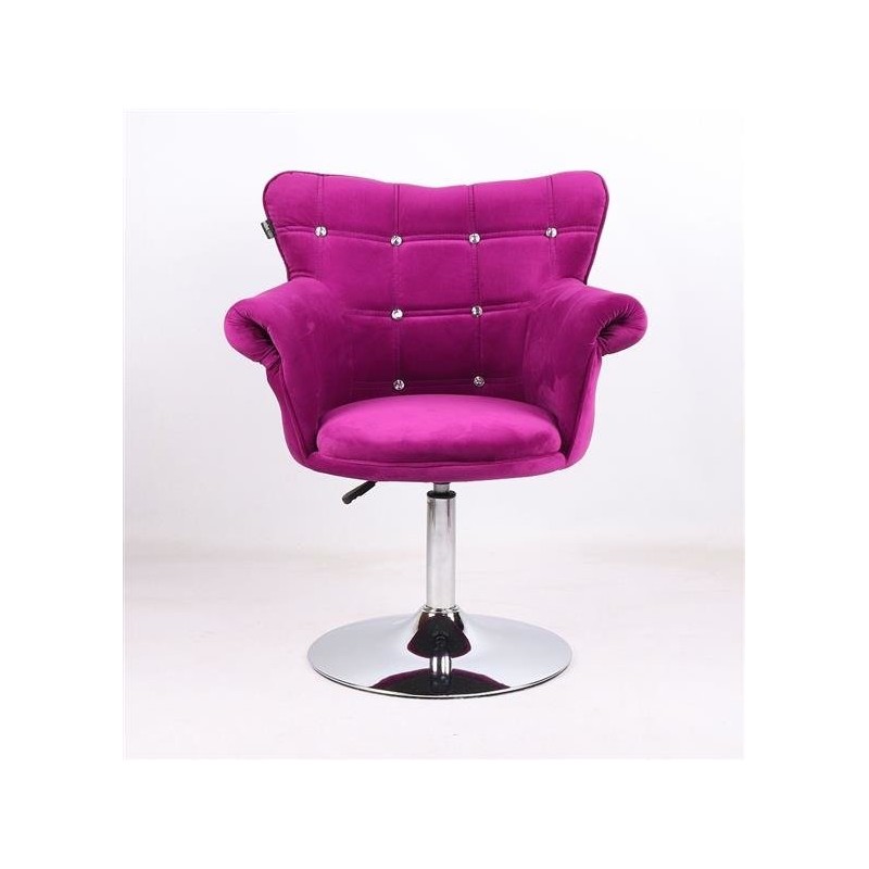Fuchsia velour chair silver base