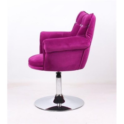 Fuchsia velour chair, silver base