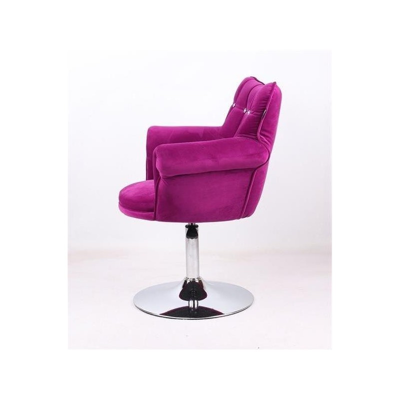 Fuchsia velour chair, silver base