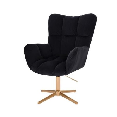 Fotel Hr650Cross Czarny Welur Złota Podstawa