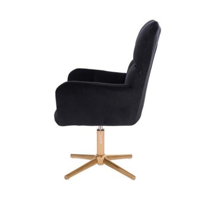 Fotel Hr650Cross Czarny Welur Złota Podstawa