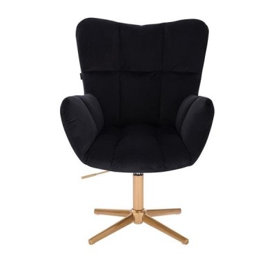 Fotel Hr650Cross Czarny Welur Złota Podstawa