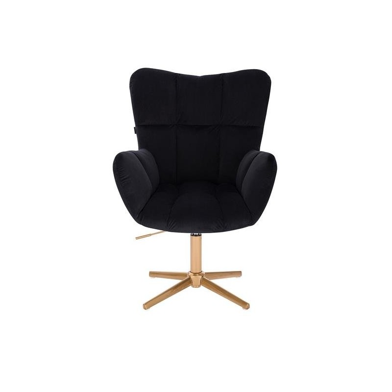 Fotel Hr650Cross Czarny Welur Złota Podstawa