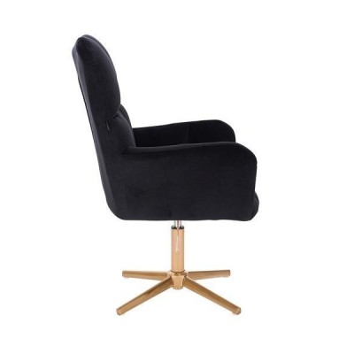 Fotel Hr650Cross Czarny Welur Złota Podstawa