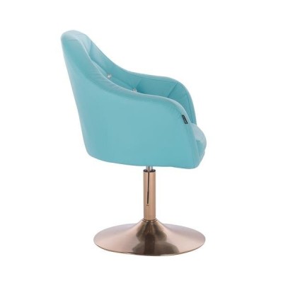 Fotel BLINK HR  Turkusowa Skóra Złota Podstawa