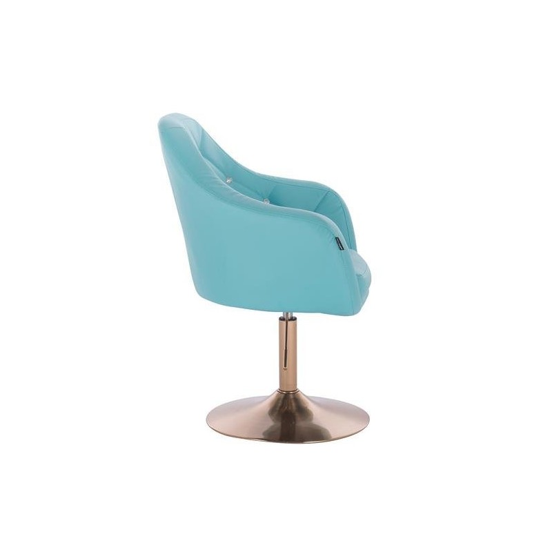 Fotel BLINK HR  Turkusowa Skóra Złota Podstawa