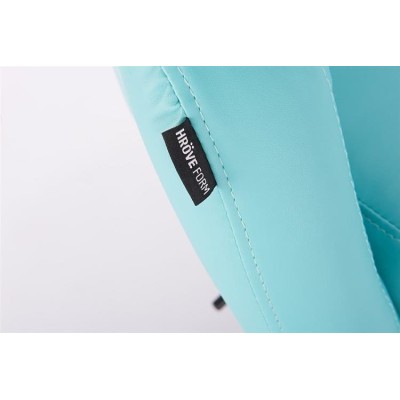 Fotel BLINK HR  Turkusowa Skóra Złota Podstawa