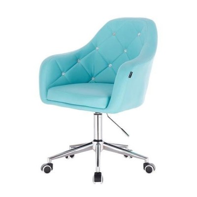 Fotel BLINK HR  Turkusowa Skóra Chrom Kółka