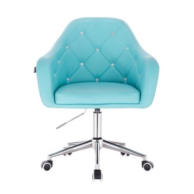 Fotel BLINK HR  Turkusowa Skóra Chrom Kółka