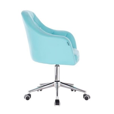 Fotel BLINK HR  Turkusowa Skóra Chrom Kółka