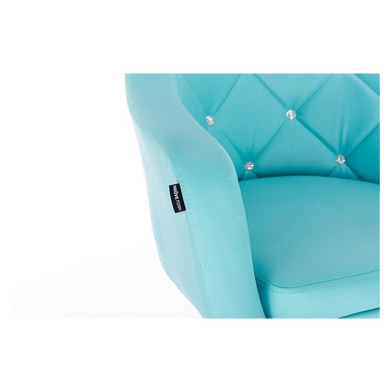 Fotel BLINK HR  Turkusowa Skóra Chrom Kółka