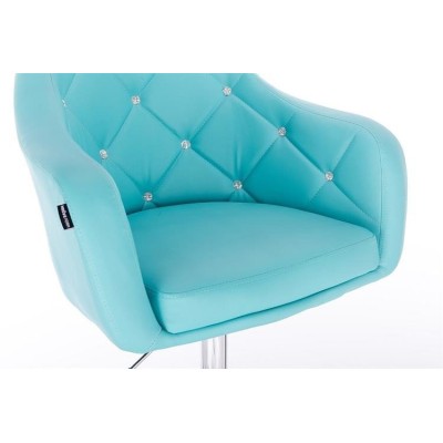 Fotel BLINK HR  Turkusowa Skóra Chrom Kółka