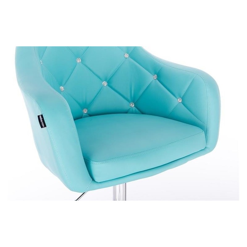 Fotel BLINK HR  Turkusowa Skóra Chrom Kółka