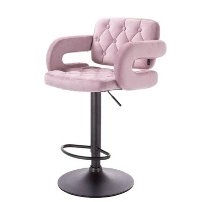 Hoker Surf W Wrzosowy Welur Czarna Podstawa -Hokery barowe- 