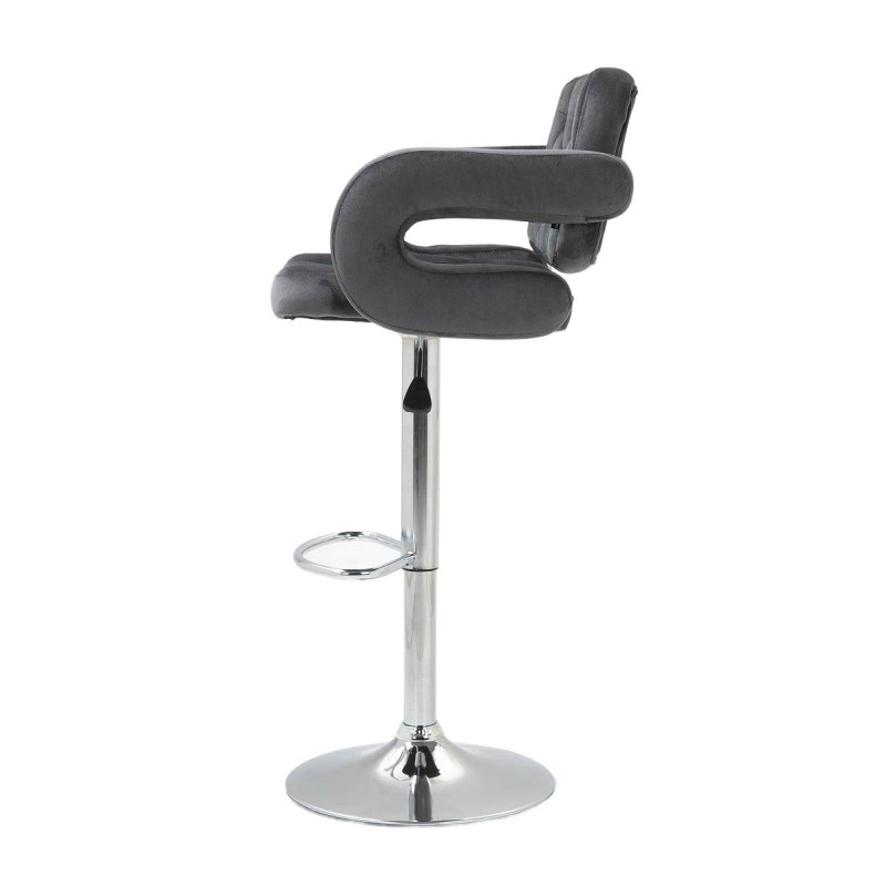 Graphite velvet stool chrome base