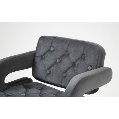 Welurowy hoker grafit chromowana podstawa