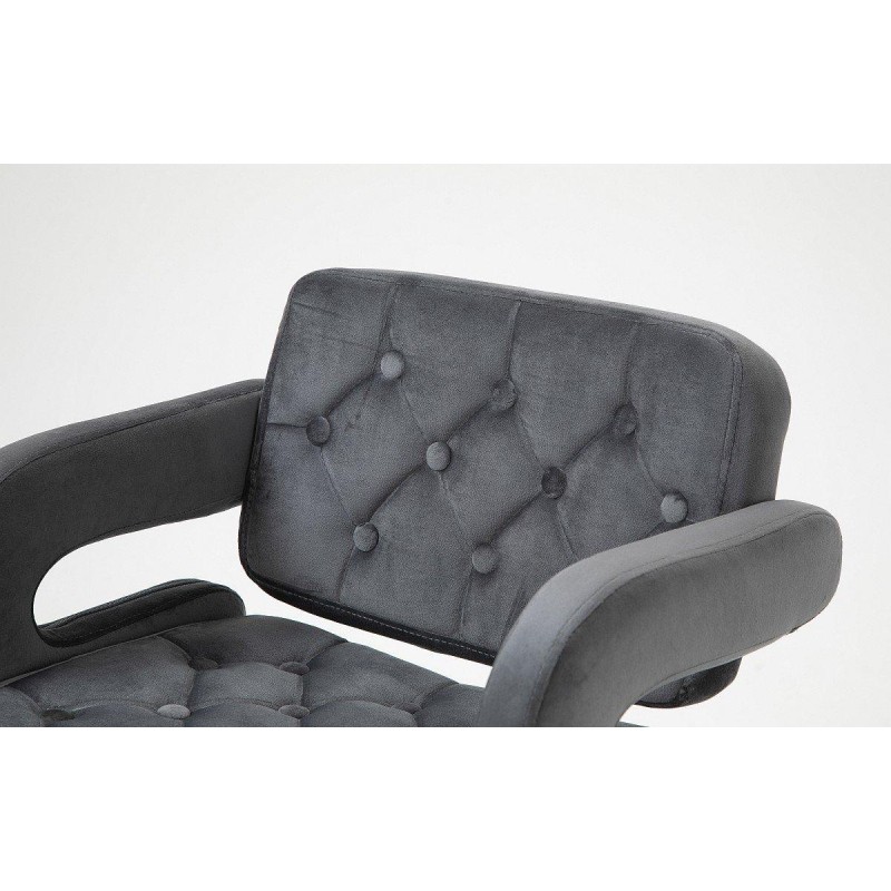 Welurowy hoker grafit chromowana podstawa