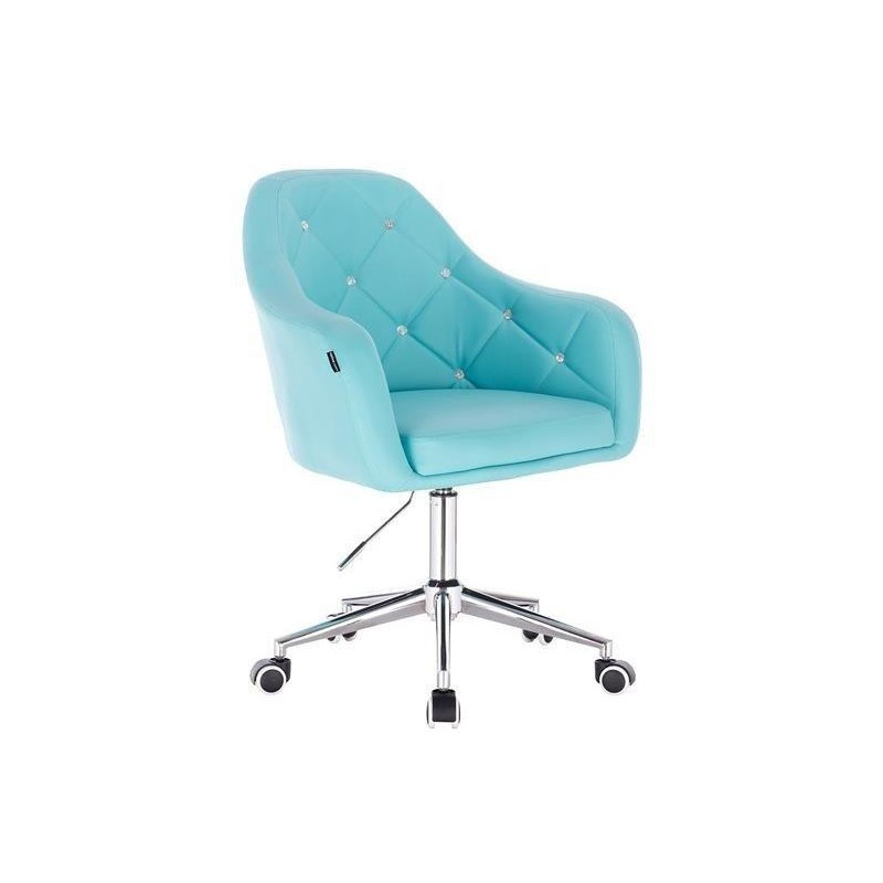 Fotel BLINK HR  Turkusowa Skóra Chrom Kółka