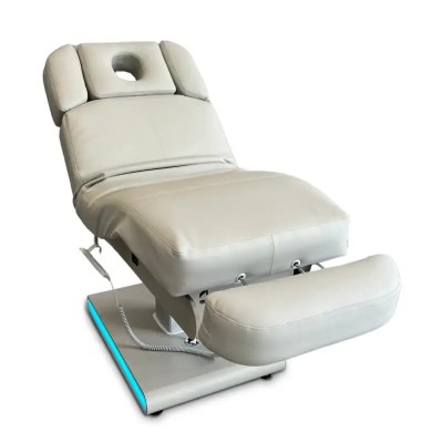 Fotel kosmetyczny Zenith w kolorze szarym - szara podstawa -Fotele kosmetyczne elektryczne- 