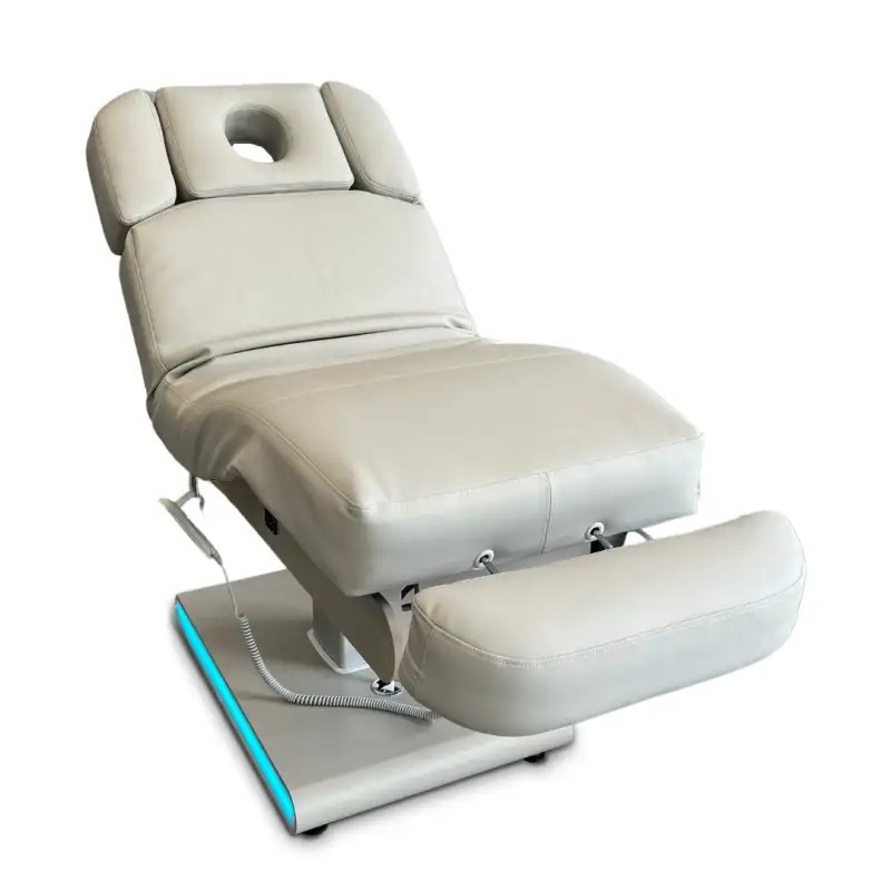 Fotel kosmetyczny Zenith w kolorze szarym - szara podstawa -Fotele kosmetyczne elektryczne- 