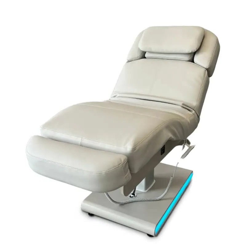 Fotel kosmetyczny Zenith w kolorze szarym - szara podstawa -Fotele kosmetyczne elektryczne- 