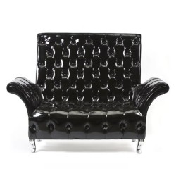 Poczekalnia WERSAL 2-osobowa Czarny Lakier 141cm -Sofy, poczekalnie- 