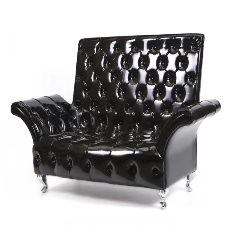 Poczekalnia WERSAL 2-osobowa Czarny Lakier 141cm -Sofy, poczekalnie- 