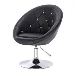Czarne Krzesło Kosmetyczne VIKA, Pikowane, Swarovski -Krzesła kosmetyczne- 