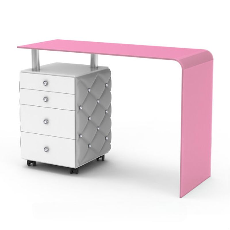 Stolik Crystal Color Swarovsky Elements - Różowy -Biurka kosmetyczne- 