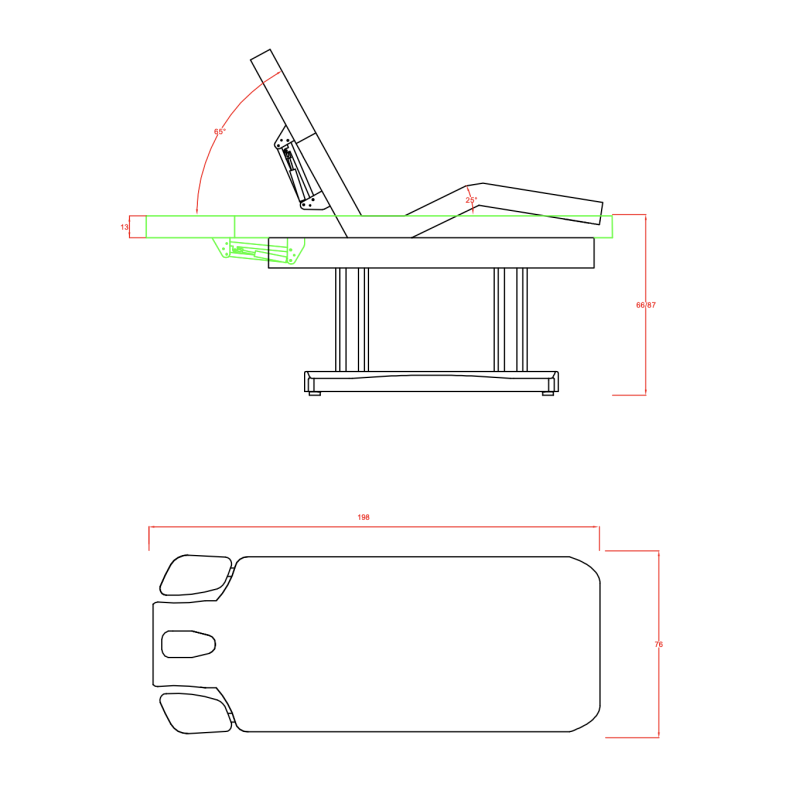 Leżanka Zabiegowa TENSOR - Biała Podstawa -Łóżka kosmetyczne- 