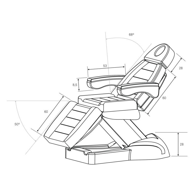 Fotel Kosmetyczny Elektryczny CLAVI - 3 silniki Biały -Fotele kosmetyczne elektryczne- 