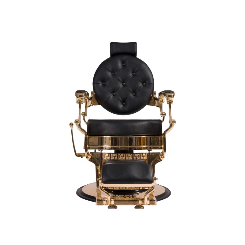 Fotel Barberski CAESAR BUZZ GOLD - Czarny -Wyposażenie Fryzjerskie- 